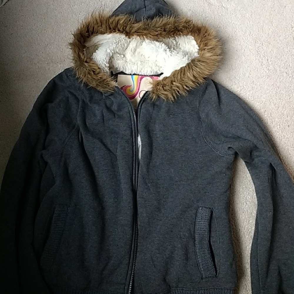 Gray jacket with hood